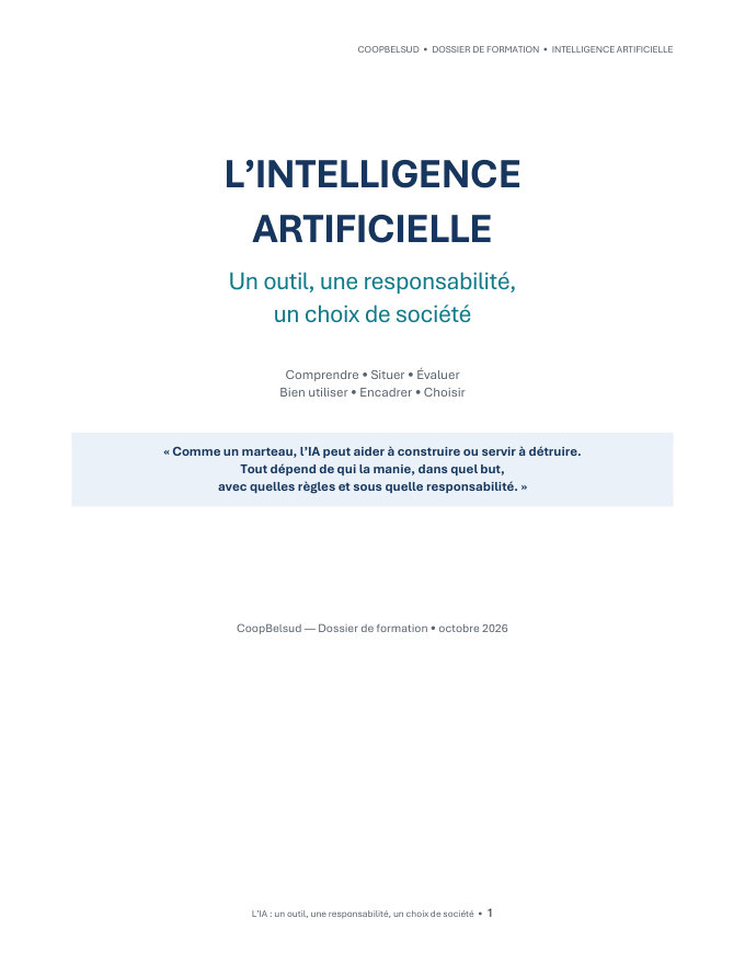 Couverture du dossier « L'intelligence artificielle : un outil, une responsabilité, un choix de société »